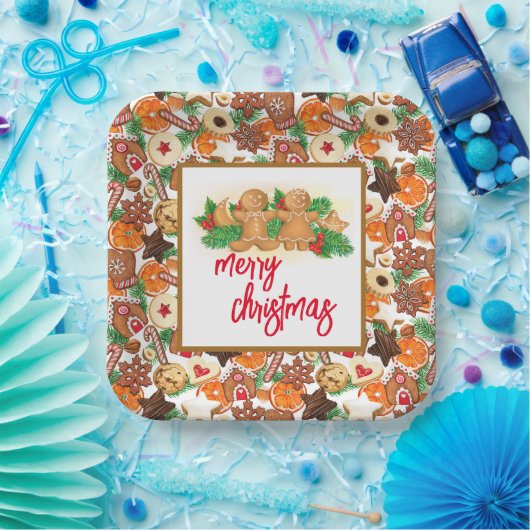 Vrolijk kerstkoekjes papieren bordje (Feest)