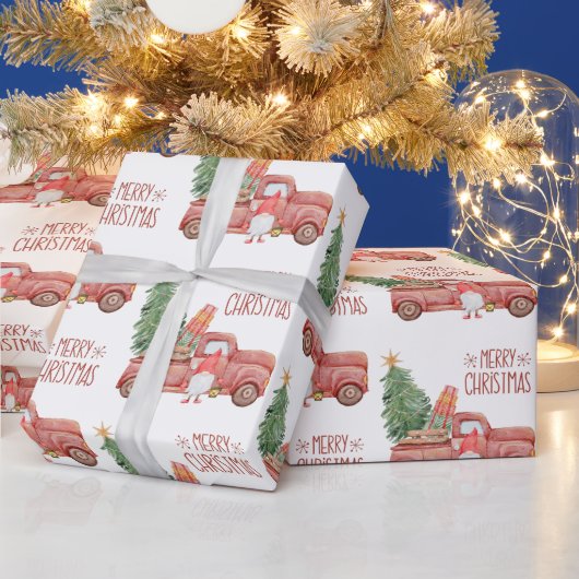Vrolijk kerstkoepel met  Red Truck Cadeaupapier (Feestdagen)
