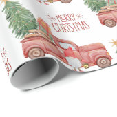 Vrolijk kerstkoepel met  Red Truck Cadeaupapier (Rol Hoek)