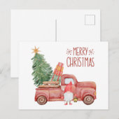 Vrolijk kerstkoepel met Red Truck Feestdagenkaart (Voorkant / Achterkant)