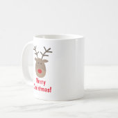 Vrolijk kerstkoffie mok met schattige rendieren (Voorkant links)