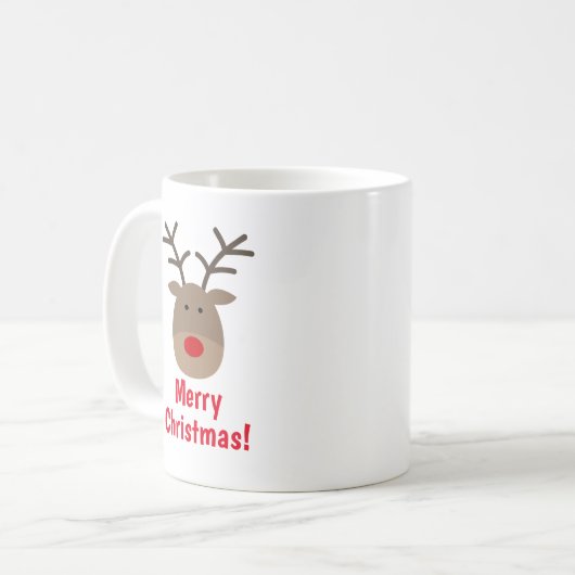 Vrolijk kerstkoffie mok met schattige rendieren (Voorkant links)