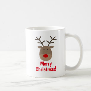 Vrolijk kerstkoffie mok met schattige rendieren