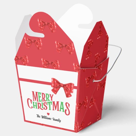 Vrolijk kerstkoket rode strik bedankdoosjes (Geopend)