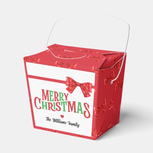 Vrolijk kerstkoket rode strik bedankdoosjes (Voorkant Zijde)