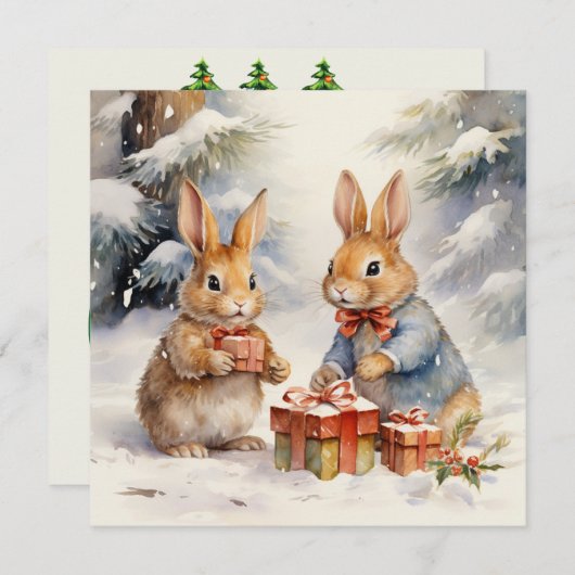 Vrolijk kerstkonijn Kaart (Voorkant / Achterkant)