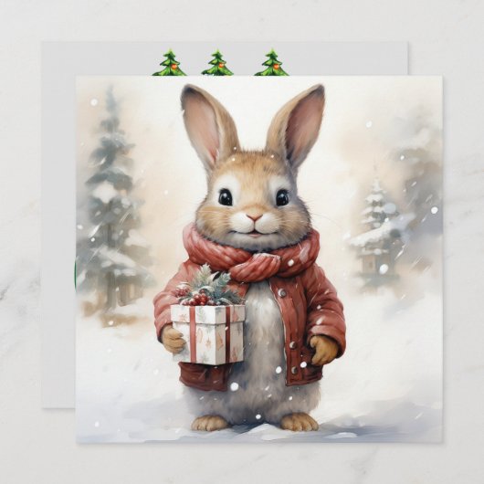 Vrolijk kerstkonijn Kaart (Voorkant / Achterkant)