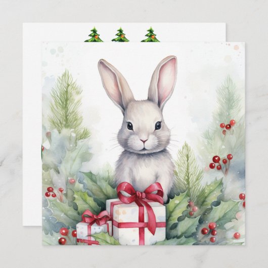 Vrolijk kerstkonijn Kaart (Voorkant / Achterkant)