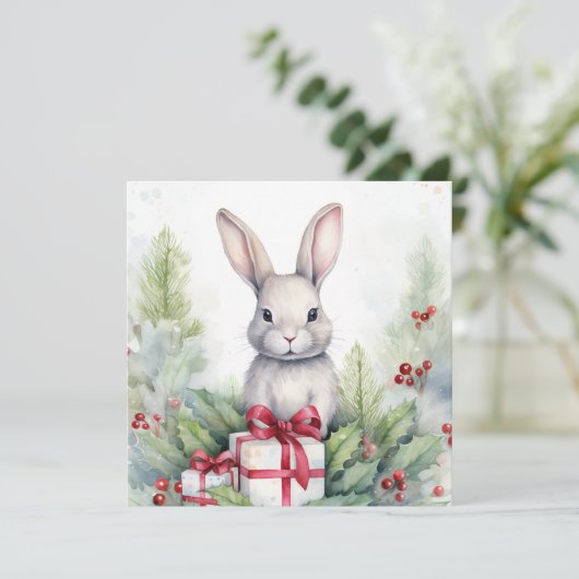 Vrolijk kerstkonijn Kaart (Staand voorkant)