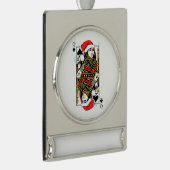 Vrolijk kerstkoningin van de schoppen verzilverd banner ornament (Rechts)