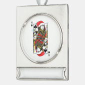 Vrolijk kerstkoningin van de schoppen verzilverd banner ornament (Links)