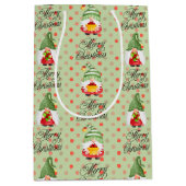 Vrolijk kerstkoom en Stippen Medium Cadeauzakje (Voorkant)