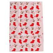 Vrolijk kerstkoortsrenrendier in stoprood medium cadeauzakje (Achterkant)