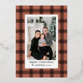 Vrolijk kerstkoper en Roos gouden spelfoto Folie Feestdagenkaart (Voorkant)