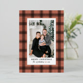 Vrolijk kerstkoper en Roos gouden spelfoto Folie Feestdagenkaart (Staand Voorkant)