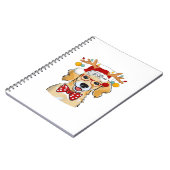 Vrolijk kerstkostuum rendier Schattige Santa Beagl Notitieboek (Linkerzijde)