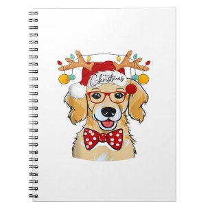 Vrolijk kerstkostuum rendier Schattige Santa Beagl Notitieboek