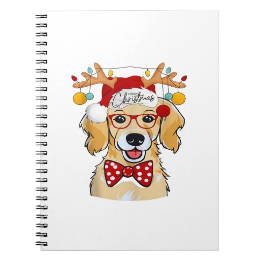 Vrolijk kerstkostuum rendier Schattige Santa Beagl Notitieboek (Voorkant)