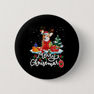 Vrolijk kerstkostuum rendier Schattige Santa Corgi Ronde Button 5,7 Cm