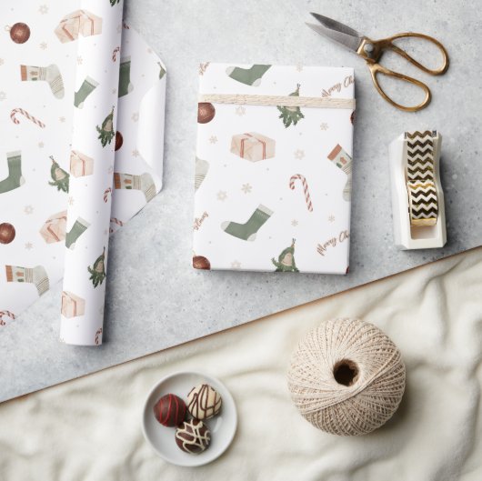 Vrolijk Kerstkousen Cadeaus Vakantie Cadeau Cadeaupapier (Crafts)