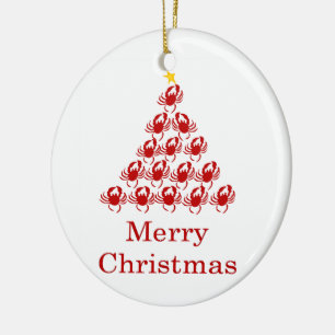 Vrolijk kerstkrab keramisch ornament