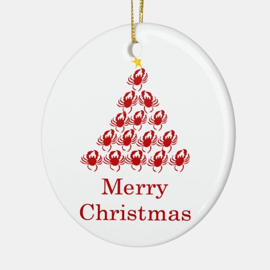 Vrolijk kerstkrab keramisch ornament (Links)