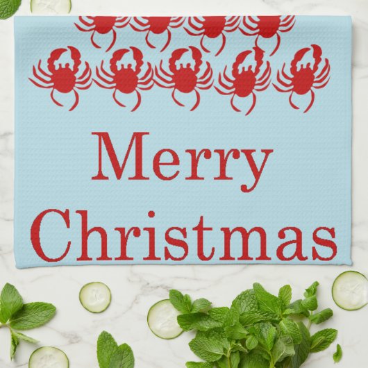 Vrolijk kerstkrab theedoek (Gevouwen)