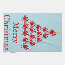 Vrolijk kerstkrab theedoek