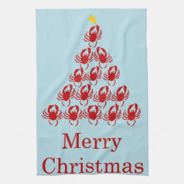 Vrolijk kerstkrab theedoek