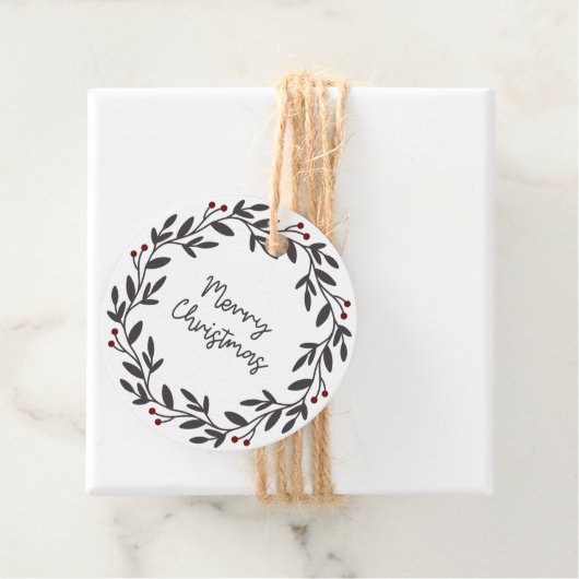 Vrolijk kerstkrans cirkel cadeau Labels (In situ)