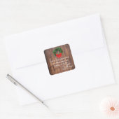 Vrolijk kerstkrans donker hout adreslabel vierkante sticker (Envelop)