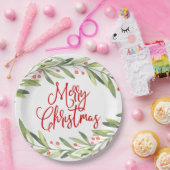 Vrolijk kerstkrans feestje papieren bordje (Feest)