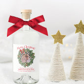 Vrolijk kerstkrans foto Lijst Fun Holiday Likeurfles Etiket