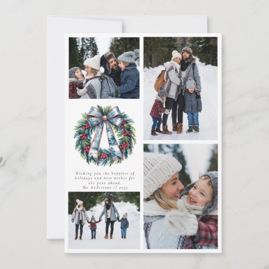 Vrolijk Kerstkrans Fotocollage Feestdagenkaart (Voorkant)