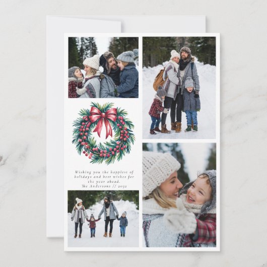 Vrolijk Kerstkrans Fotocollage Feestdagenkaart (Voorkant)