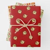 Vrolijk kerstkrans gouden Ornamenten Star Pigeon Inpakpapier Vel (In situ)