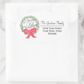 Vrolijk kerstkrans groot retouradres ovale sticker (Tas)