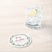 Vrolijk Kerstkrans Handgeschreven Familie Feesteli Ronde Kartonnen Onderzetter (Insitu)