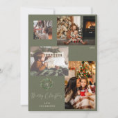 Vrolijk Kerstkrans Initiaal op Groen 4 Foto V (Voorkant)