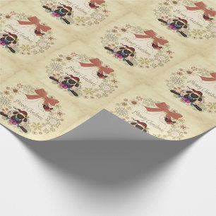 Vrolijk kerstkrans met Santa Sheep en Bird Cadeaupapier