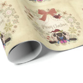 Vrolijk kerstkrans met Santa Sheep en Bird Cadeaupapier (Rol Hoek)