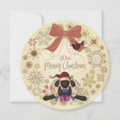 Vrolijk kerstkrans met Santa Sheep en Bird Feestdagenkaart (Voorkant)