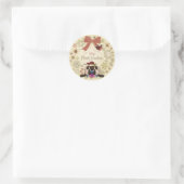 Vrolijk kerstkrans met Santa Sheep en Bird Ronde Sticker (Tas)