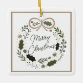 Vrolijk kerstkrans minimalistisch modern keramisch ornament (Voorkant)