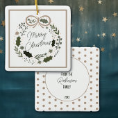 Vrolijk kerstkrans minimalistisch modern keramisch ornament