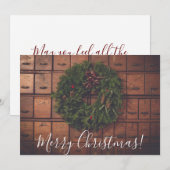 Vrolijk kerstkrans op houten dozen feestdagenkaart (Voorkant / Achterkant)