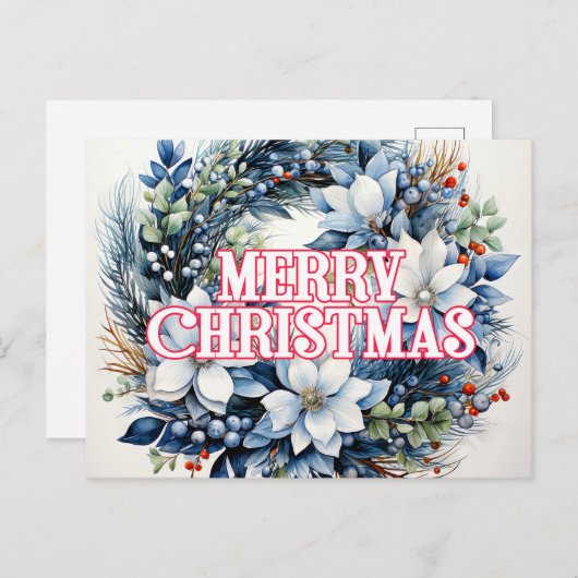 Vrolijk kerstkrans PRETTIGE FEESTDAGEN | Briefkaart (Voorkant / Achterkant)