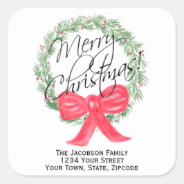 Vrolijk kerstkrans retouradres of cadeau Label