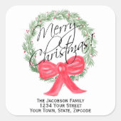 Vrolijk kerstkrans retouradres of cadeau Label (Voorkant)
