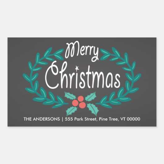 VROLIJK KERSTKRANS RETOURADRES STICKERS (Voorkant)